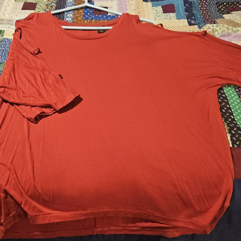 Tahari Vibrant Red Dolman Cutout Sleeve Top